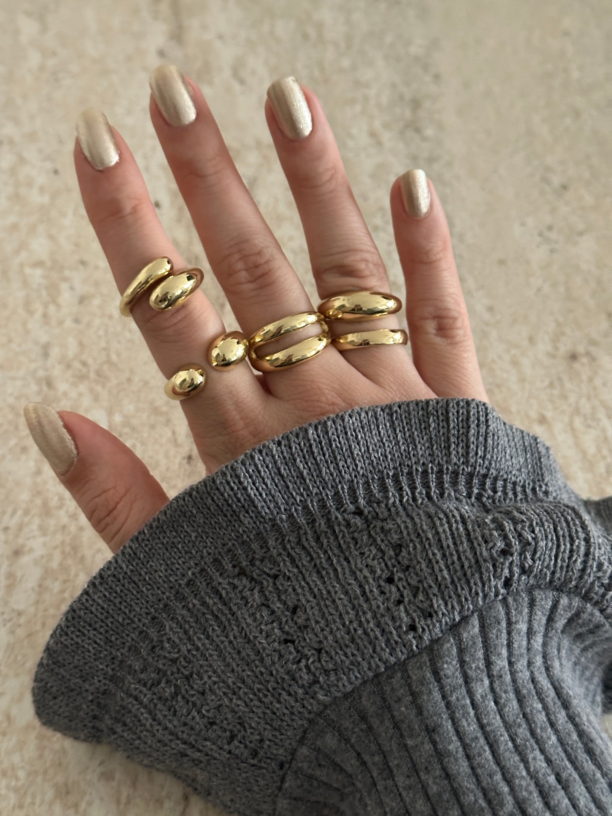 Gold Pinterest Kadın Yüzük Set (5'li Set)