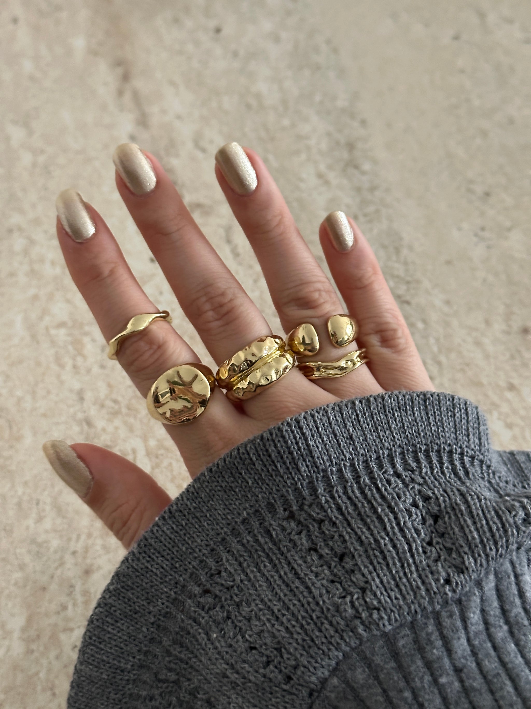 Altın Kaplama Pinterest Kadın Yüzük Set (5'li Set)