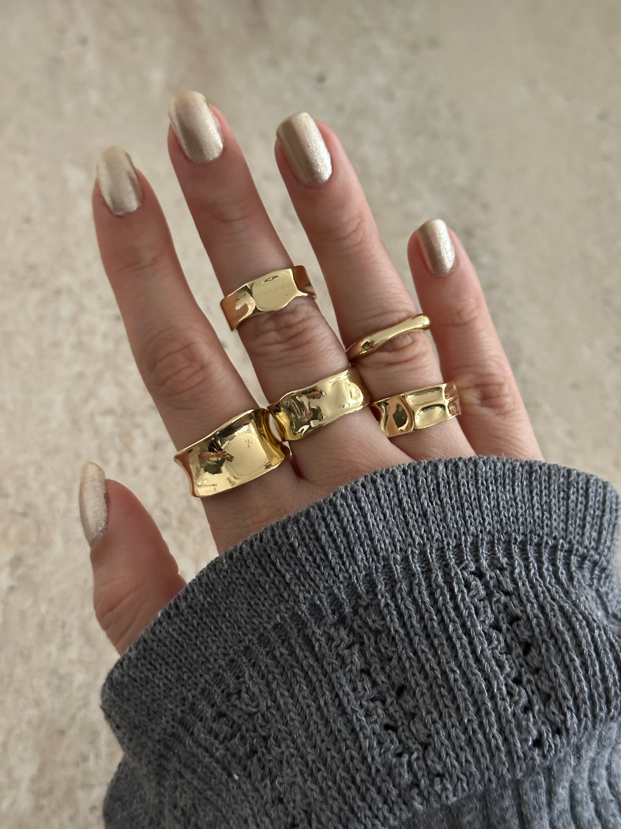 Gold Parçalı Pinterest Kadın Yüzük Set (5'li Set)