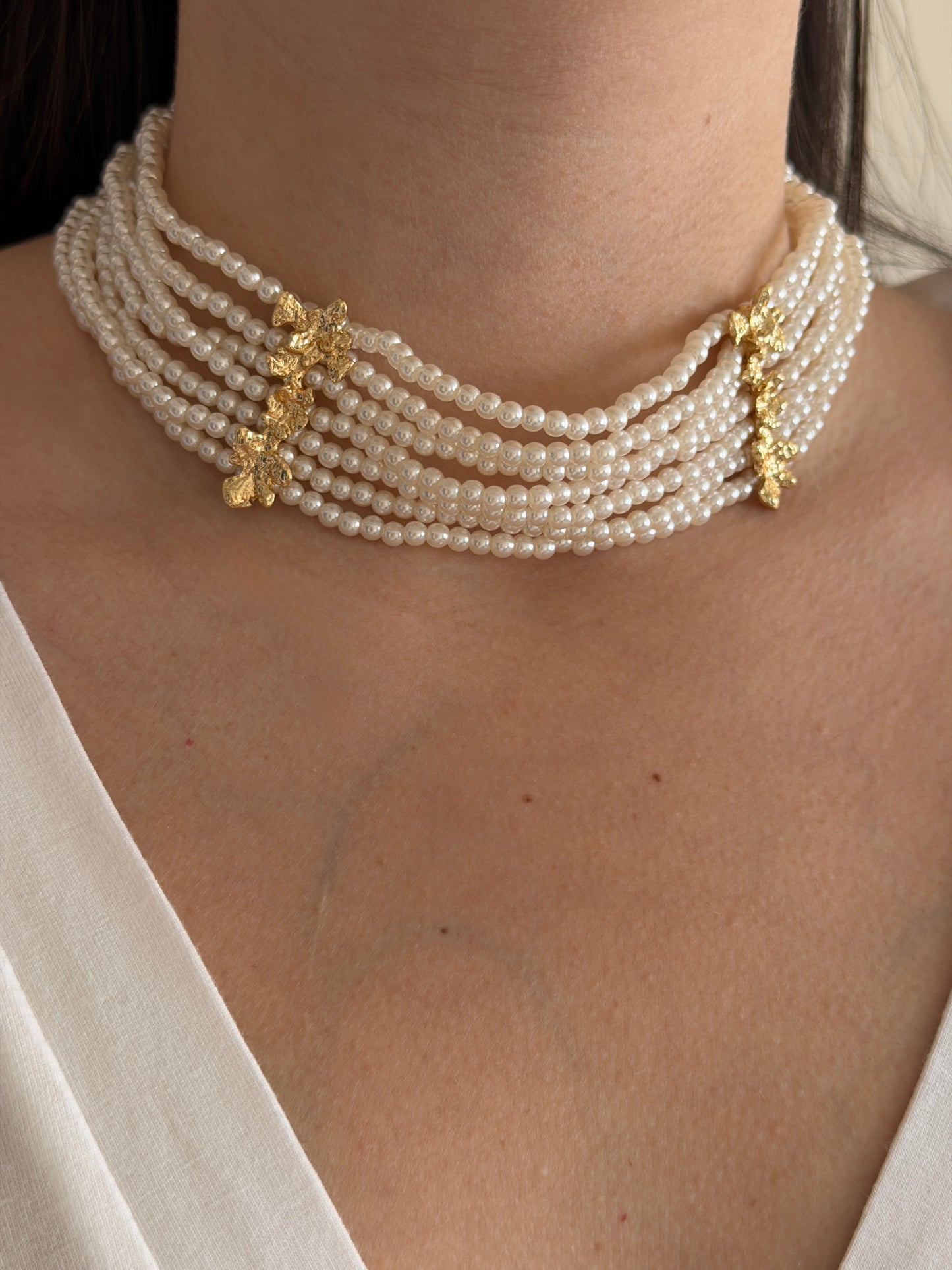Kelebek İnci Choker Kadın Kolye