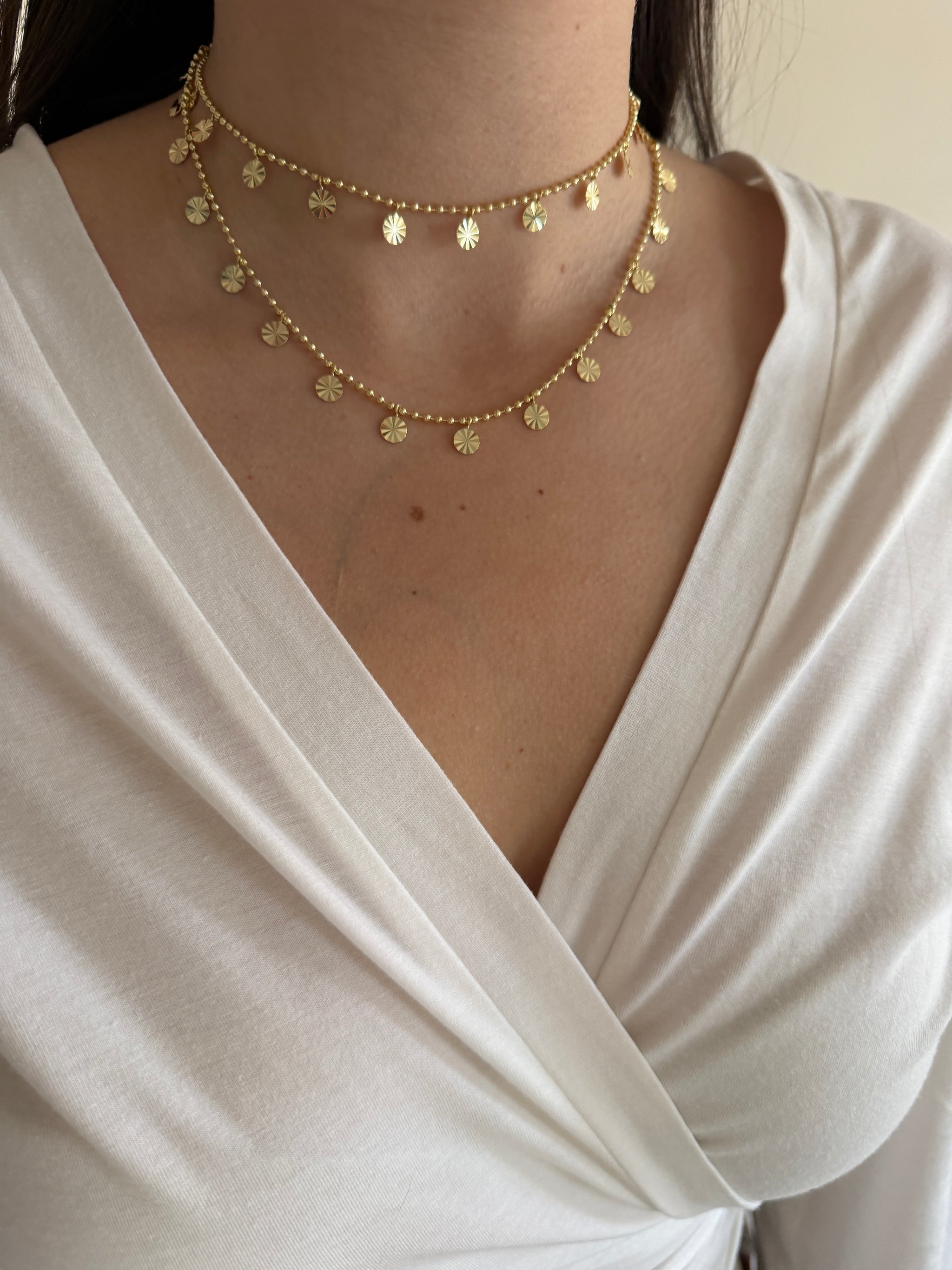 Pul Zincir 90cm Gold Kadın Kolye