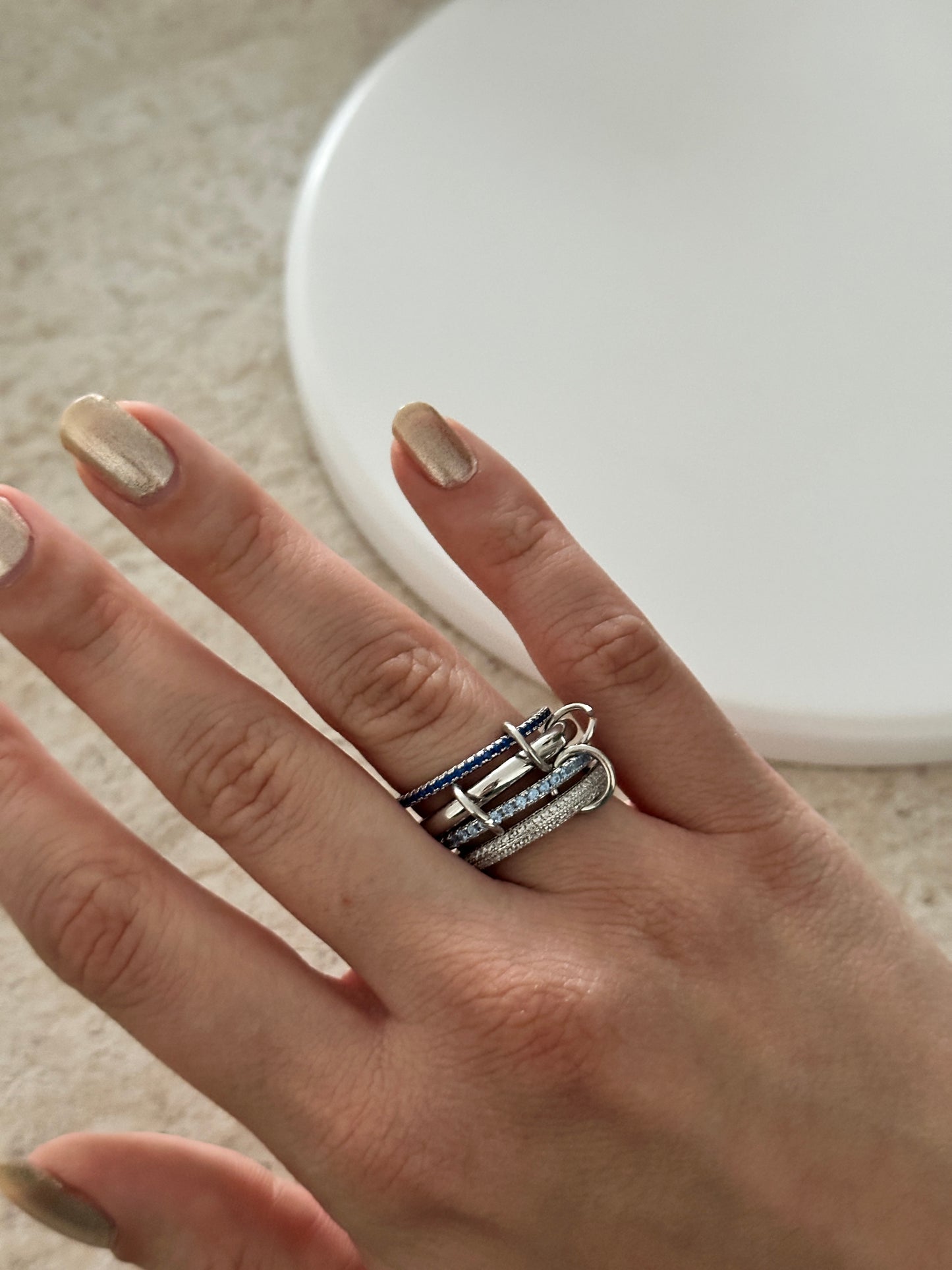 4'Lü Mavi Gümüş Taş Spinelli Kadın Yüzük