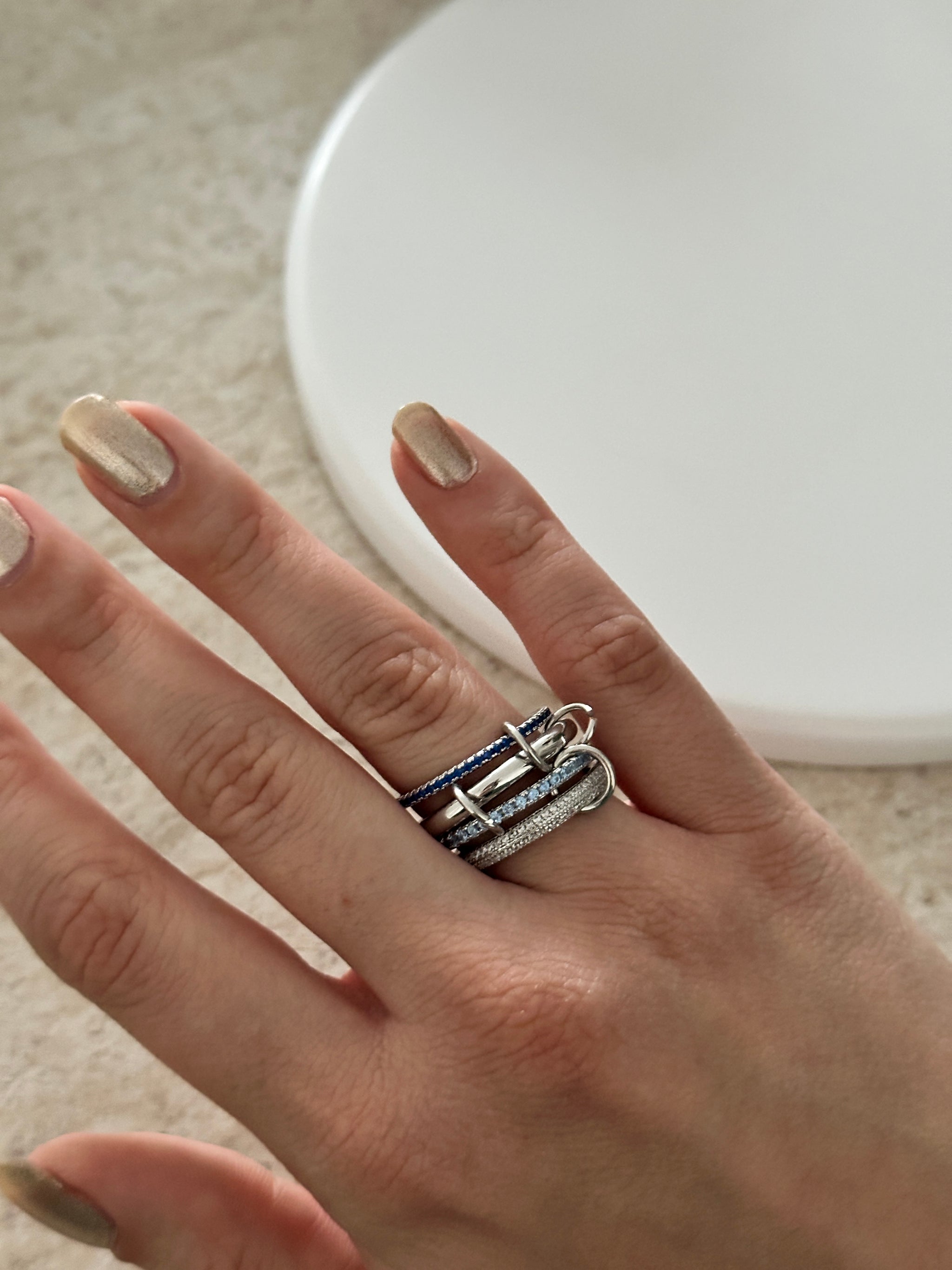 4'Lü Mavi Gümüş Taş Spinelli Kadın Yüzük