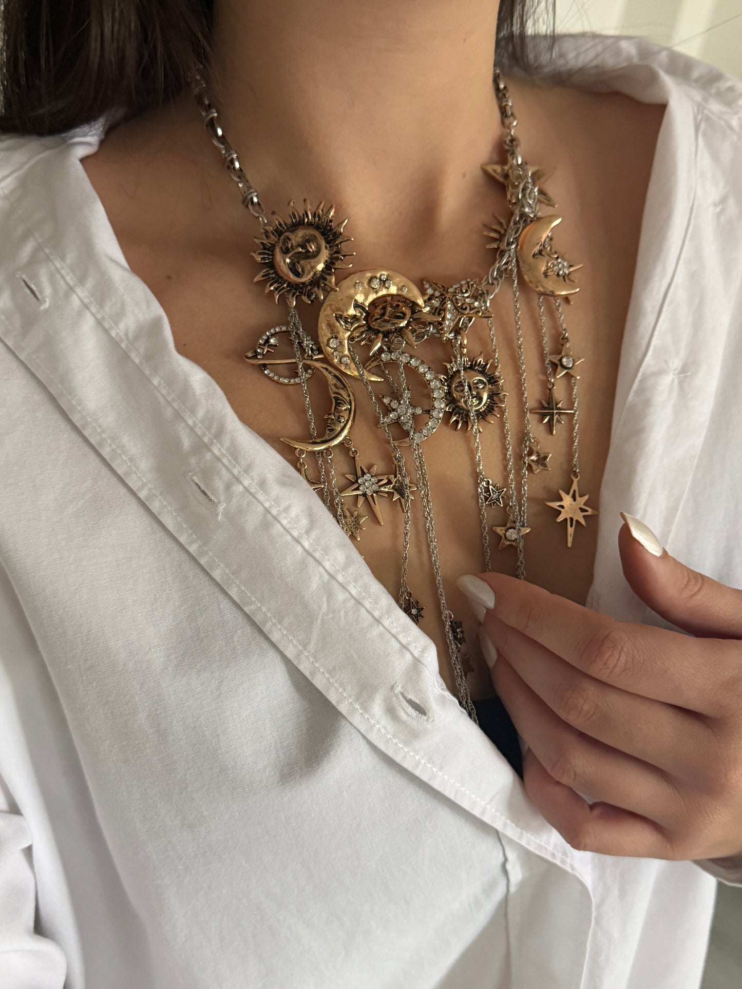 Güneş Ay Tasarım Choker Kolye