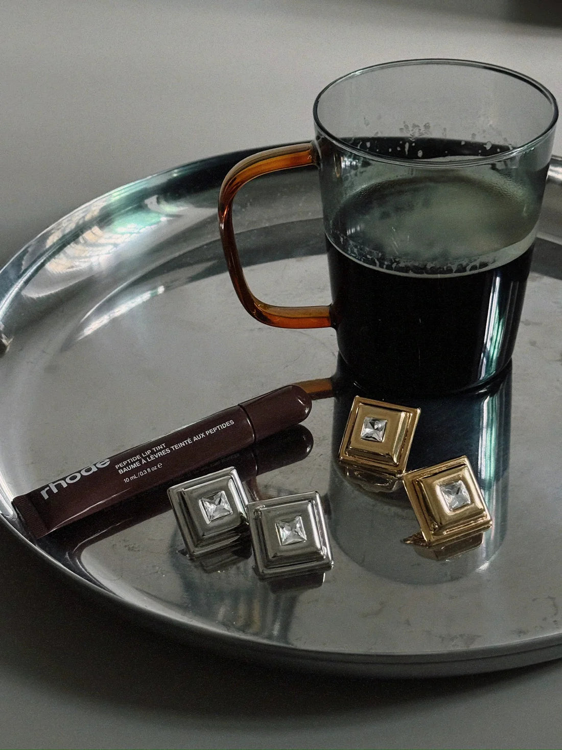 Kare Zirkon Taş Gold Kadın Küpe