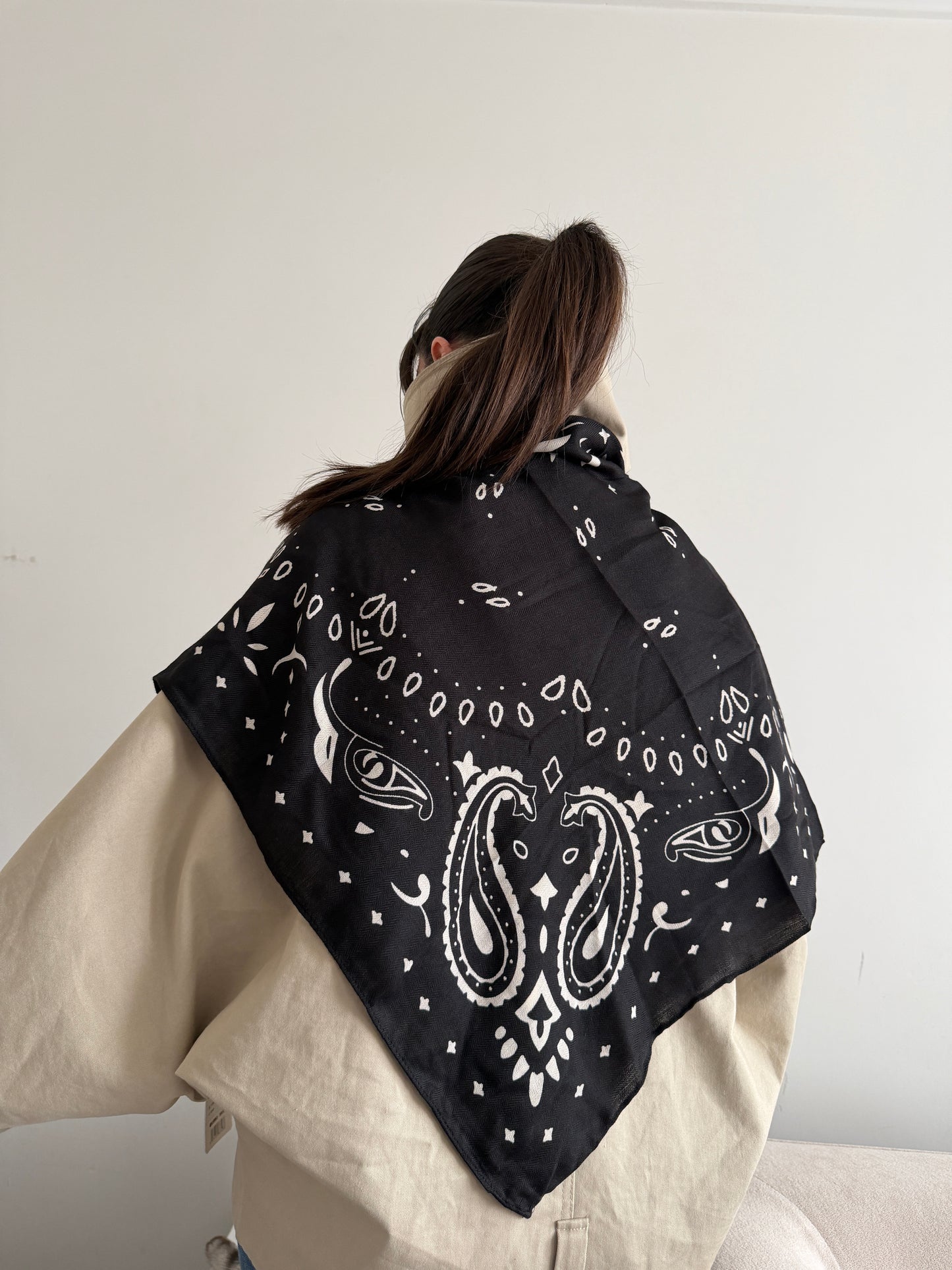 Yumuşak Dokulu Kadın Fular - Siyah 90cm