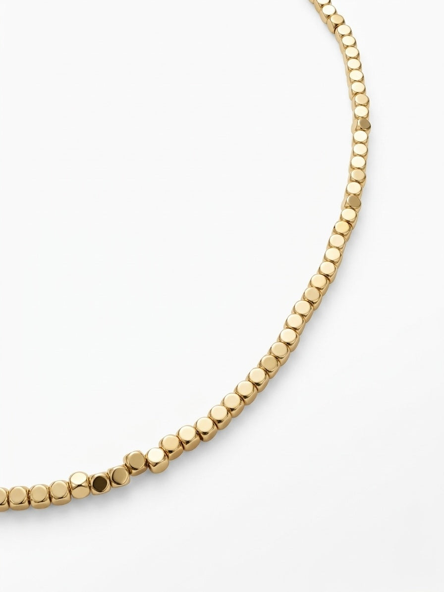 Mini Küp Boncuk Kadın Kolye - Gold