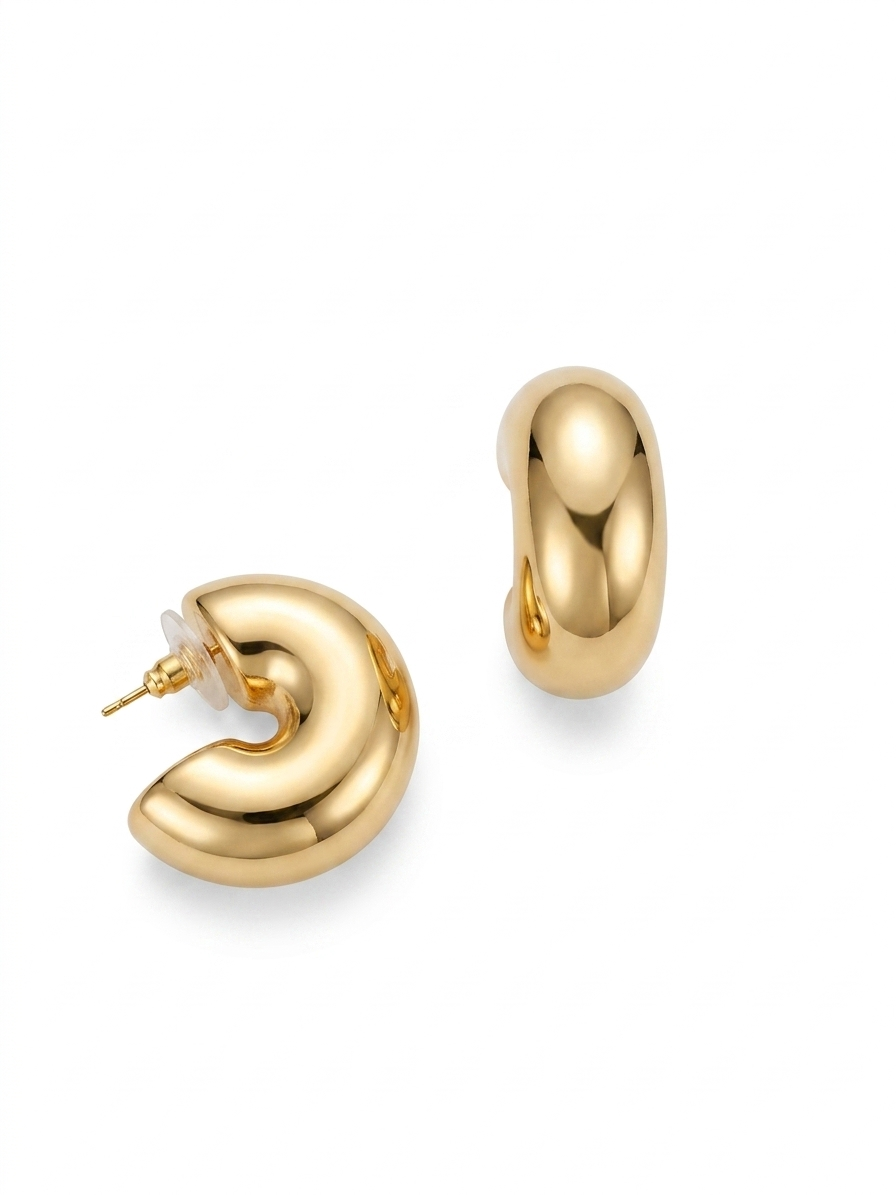 Bubble Yarım Ay Gold Basic Kadın Küpe