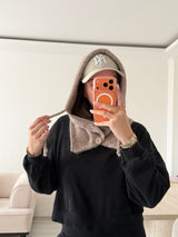 Düğmeli Kadın Balaklava - Boz Kahve