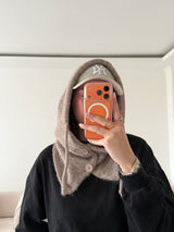 Düğmeli Kadın Balaklava - Boz Kahve