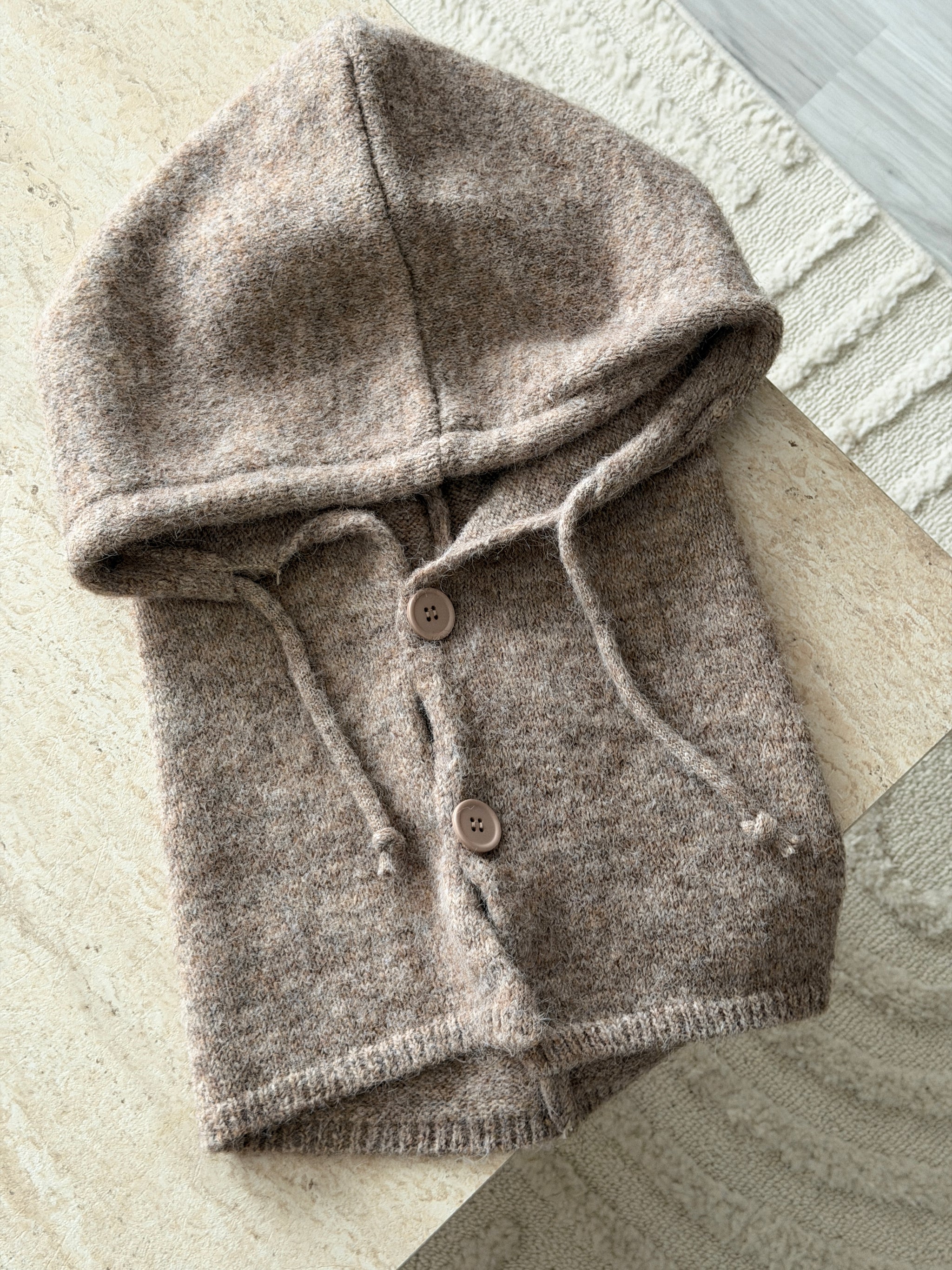 Düğmeli Kadın Balaklava - Boz Kahve