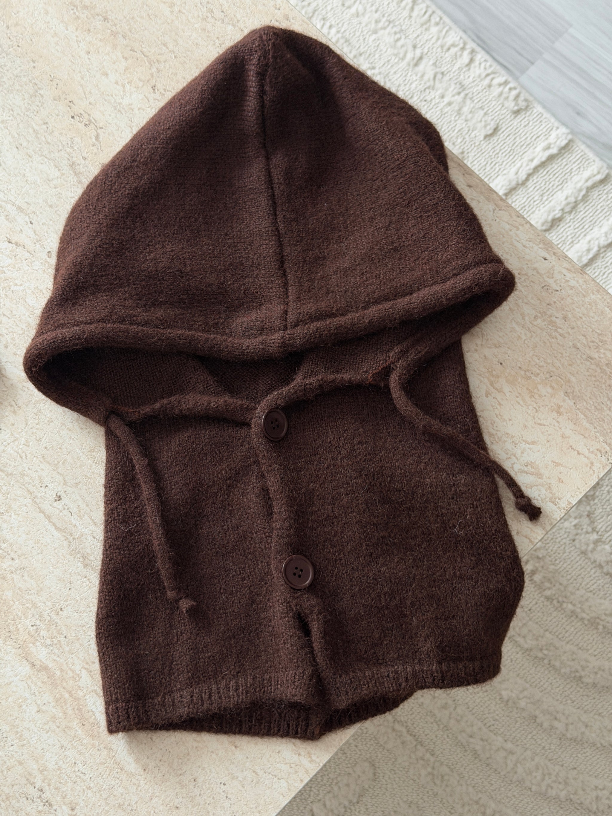 Düğmeli Kadın Balaklava - Acı Kahve