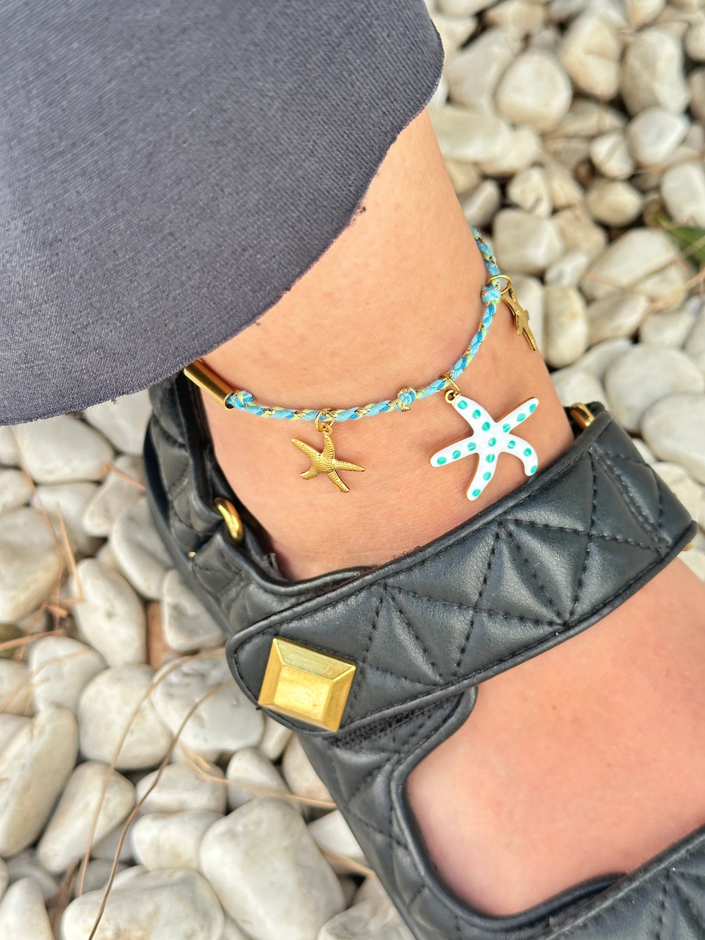 Çelik Deniz Yıldızı İp Kadın Halhal