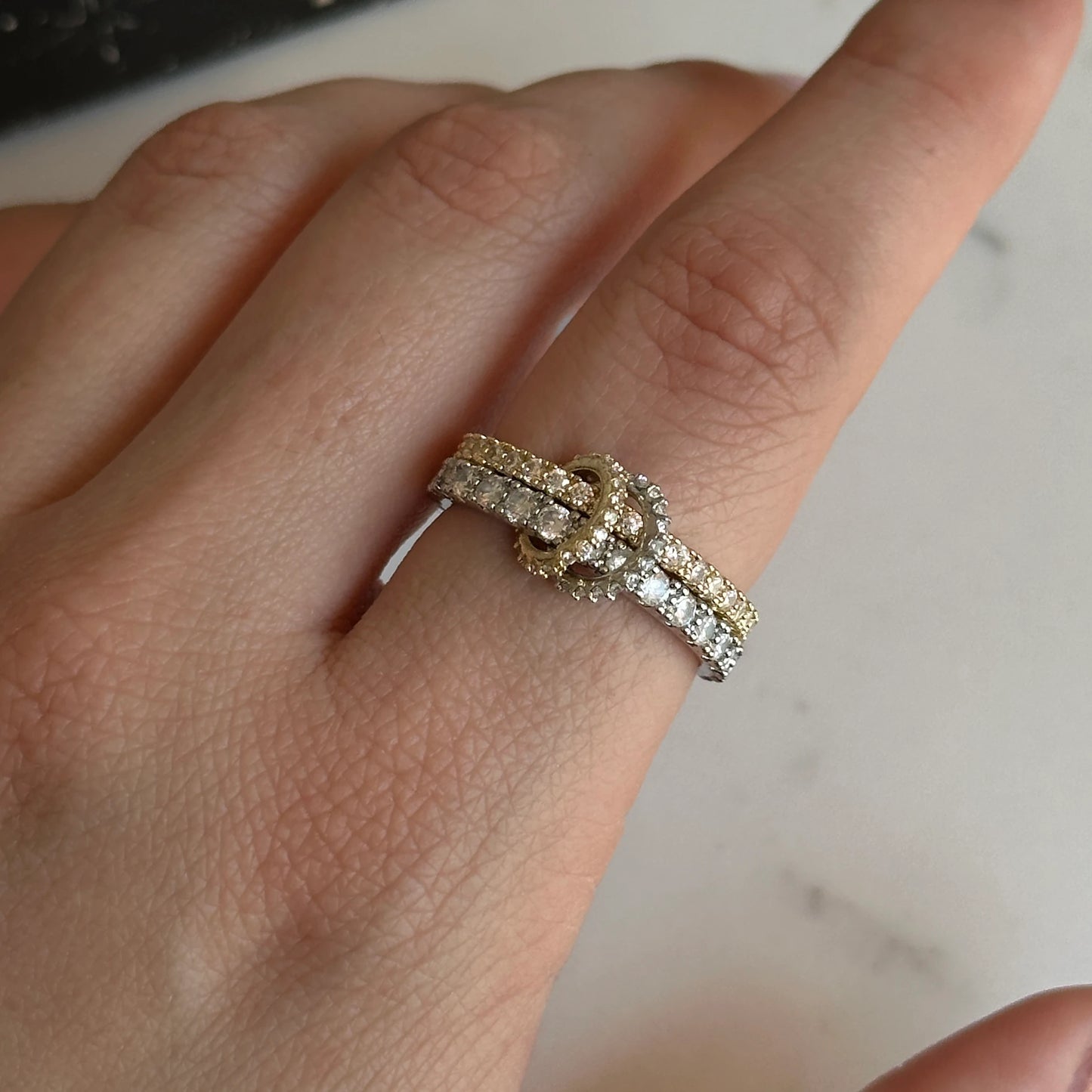 2'Li Gold & Gümüş Zirkon Taş Spinelli Kadın Yüzük