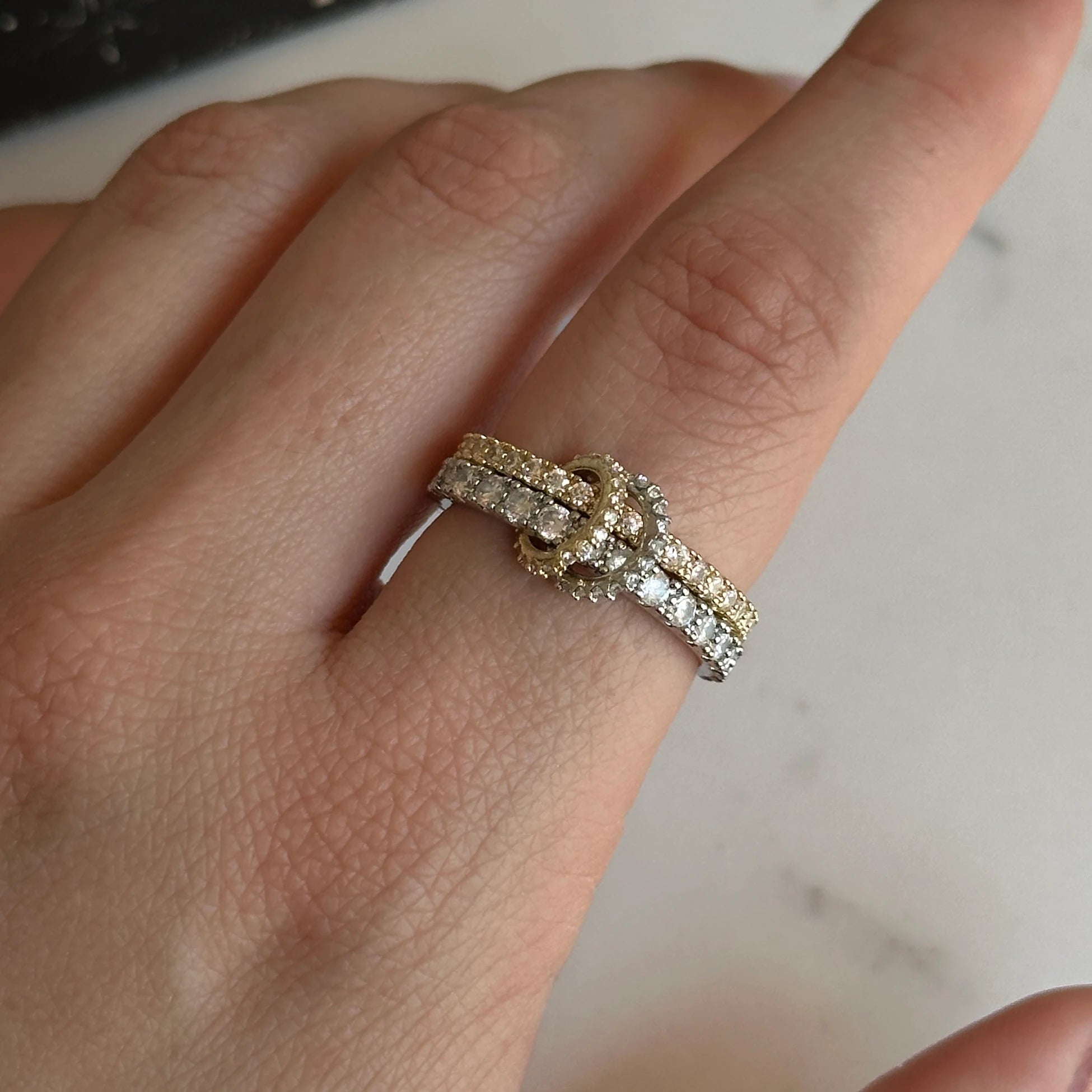 2'Li Gold & Gümüş Zirkon Taş Spinelli Kadın Yüzük