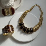 Kahve Metal Parçalı Kolye