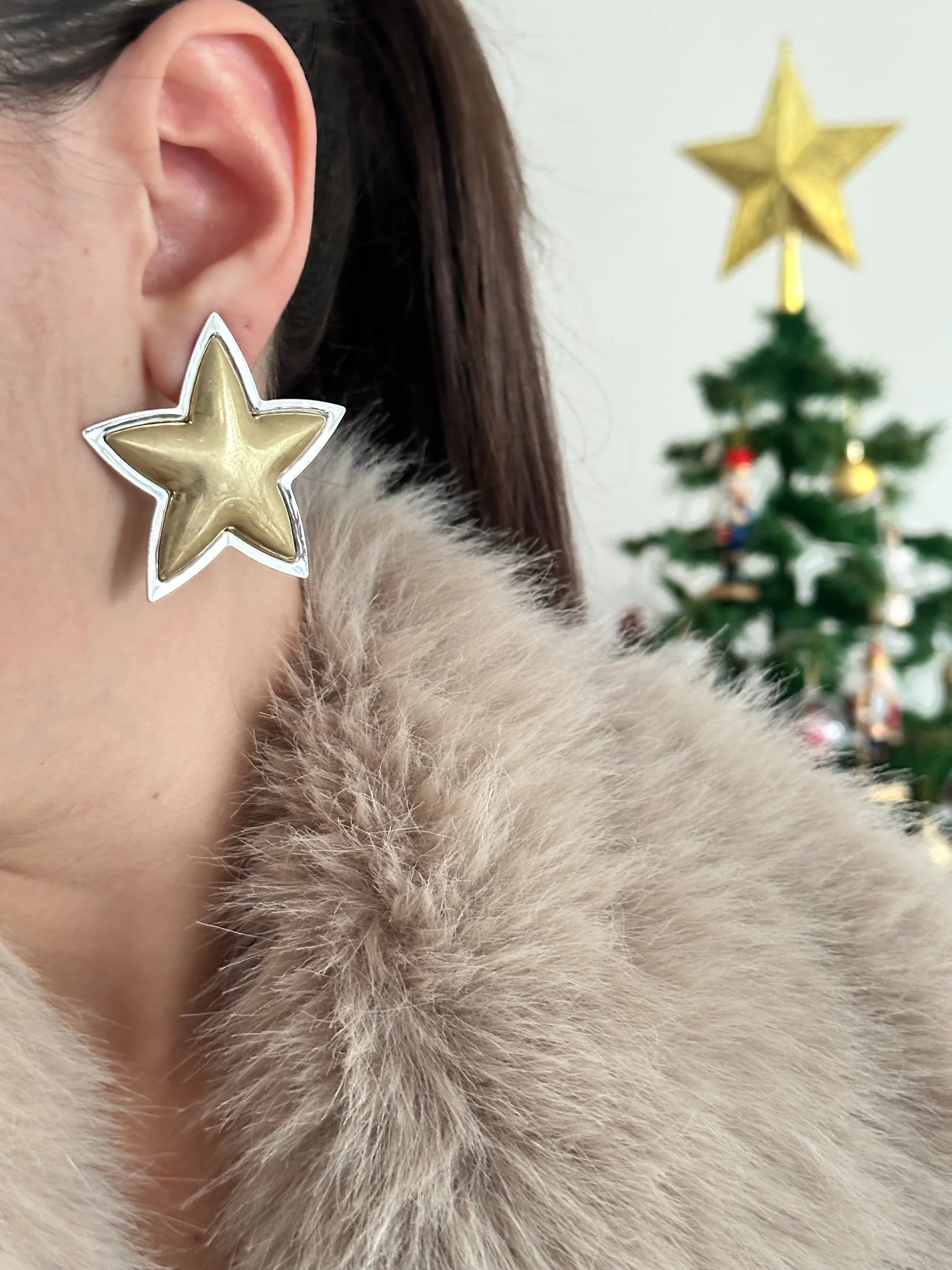 Yıldız Bronz Gold Kadın Küpe