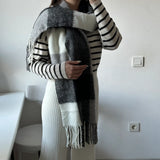 Siyah/Beyaz Kareli Pinterest Şal Atkı