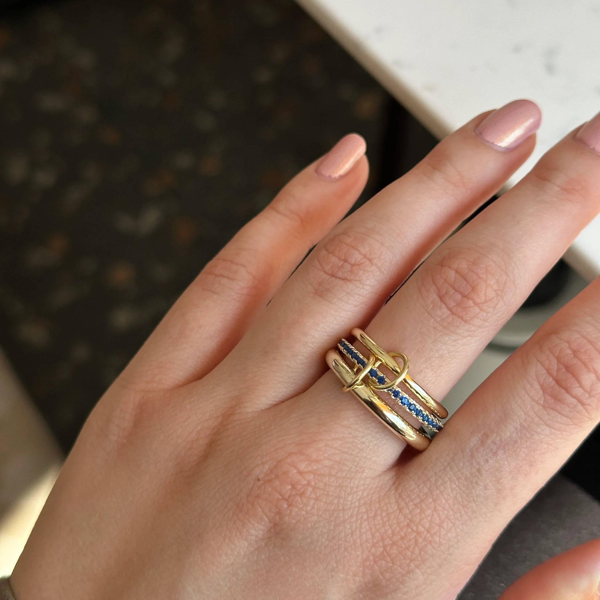 3'Lü Lacivert Zirkon Taş Spinelli Kadın Yüzük