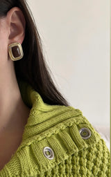 Kare Plaka Renkli Kadın Küpe