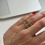 Zirkon Taş Zincir Kadın Yüzük