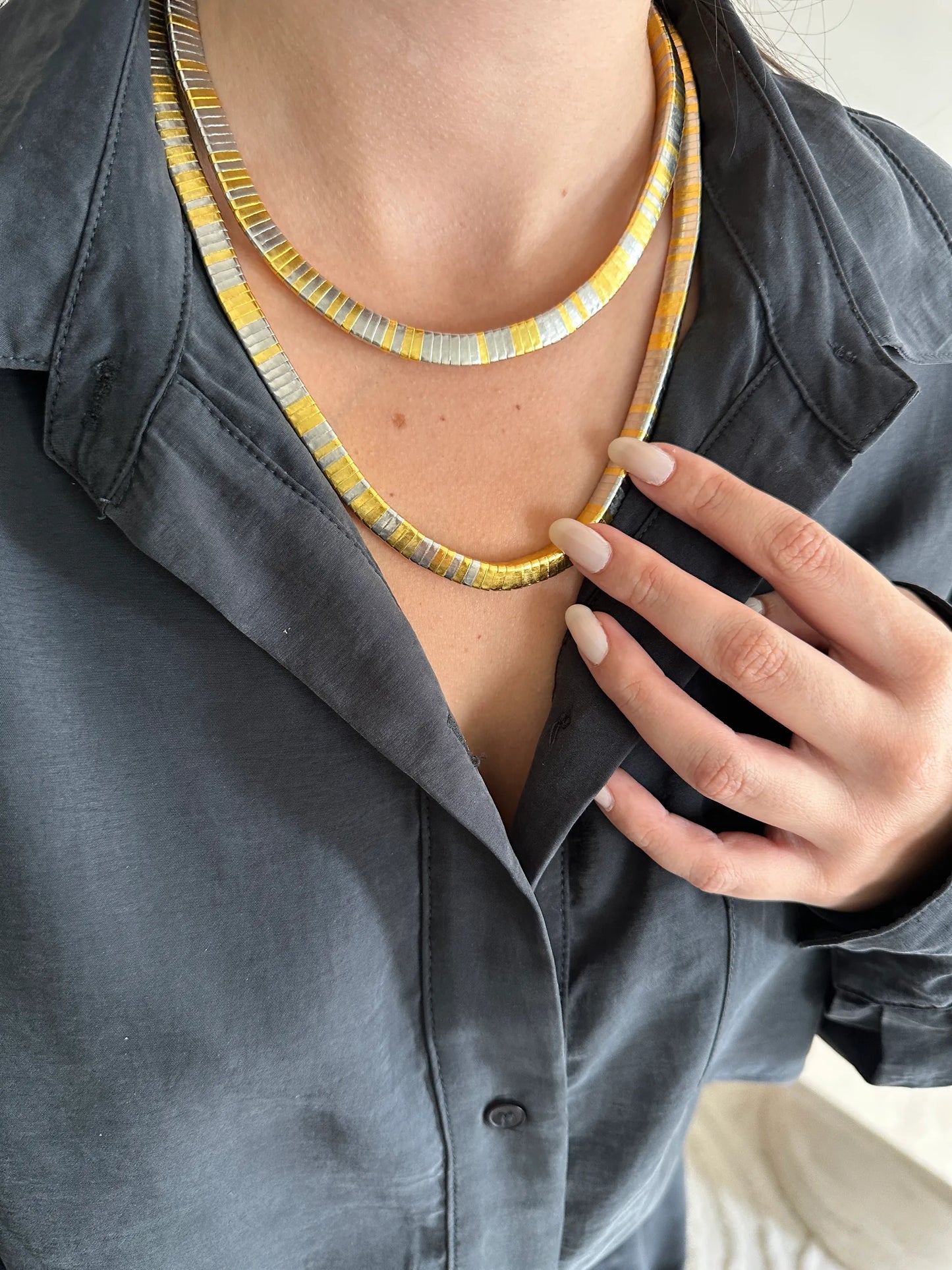 İkili Gold Gümüş Kordon Kadın Kolye