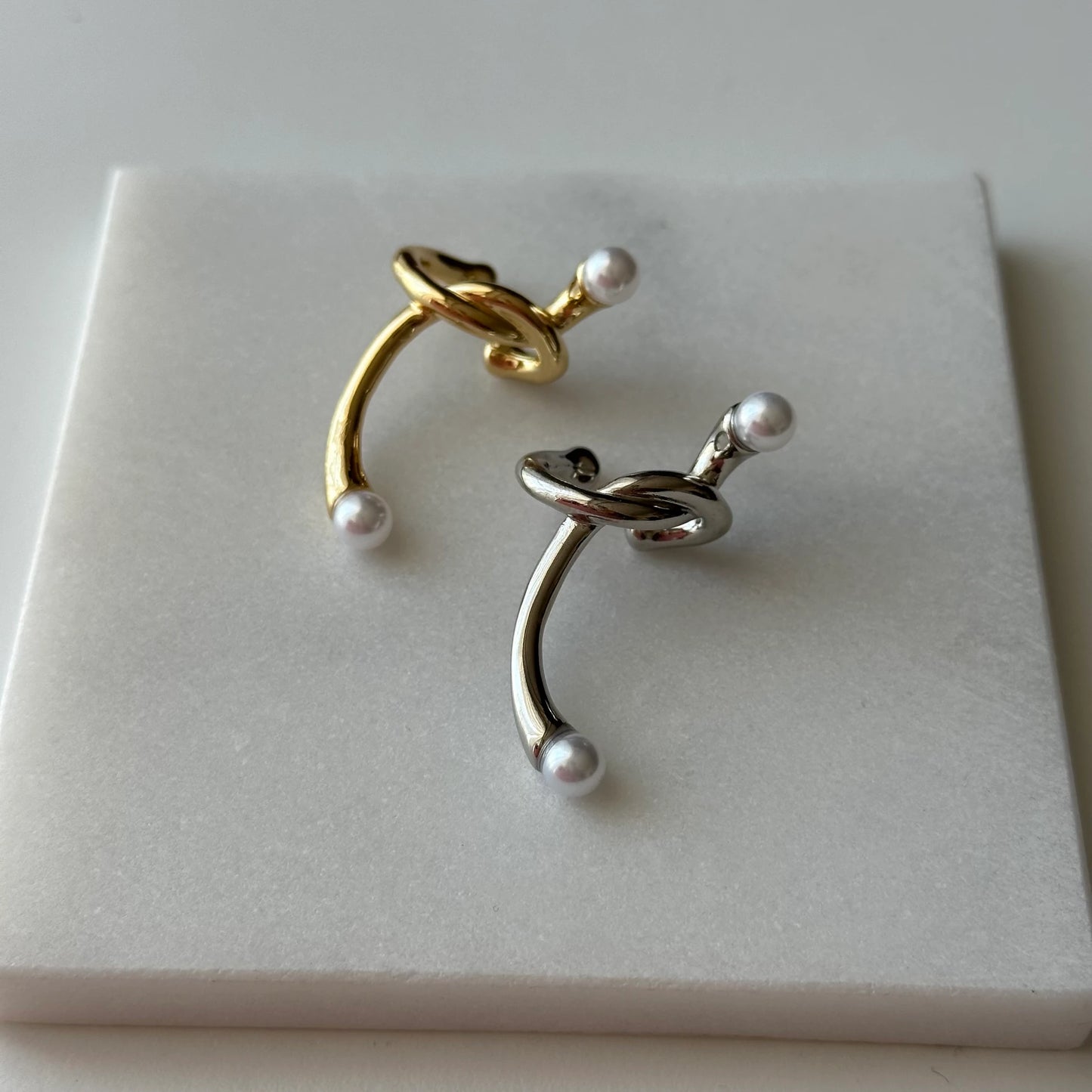 Düğüm İnci Earcuff Küpe