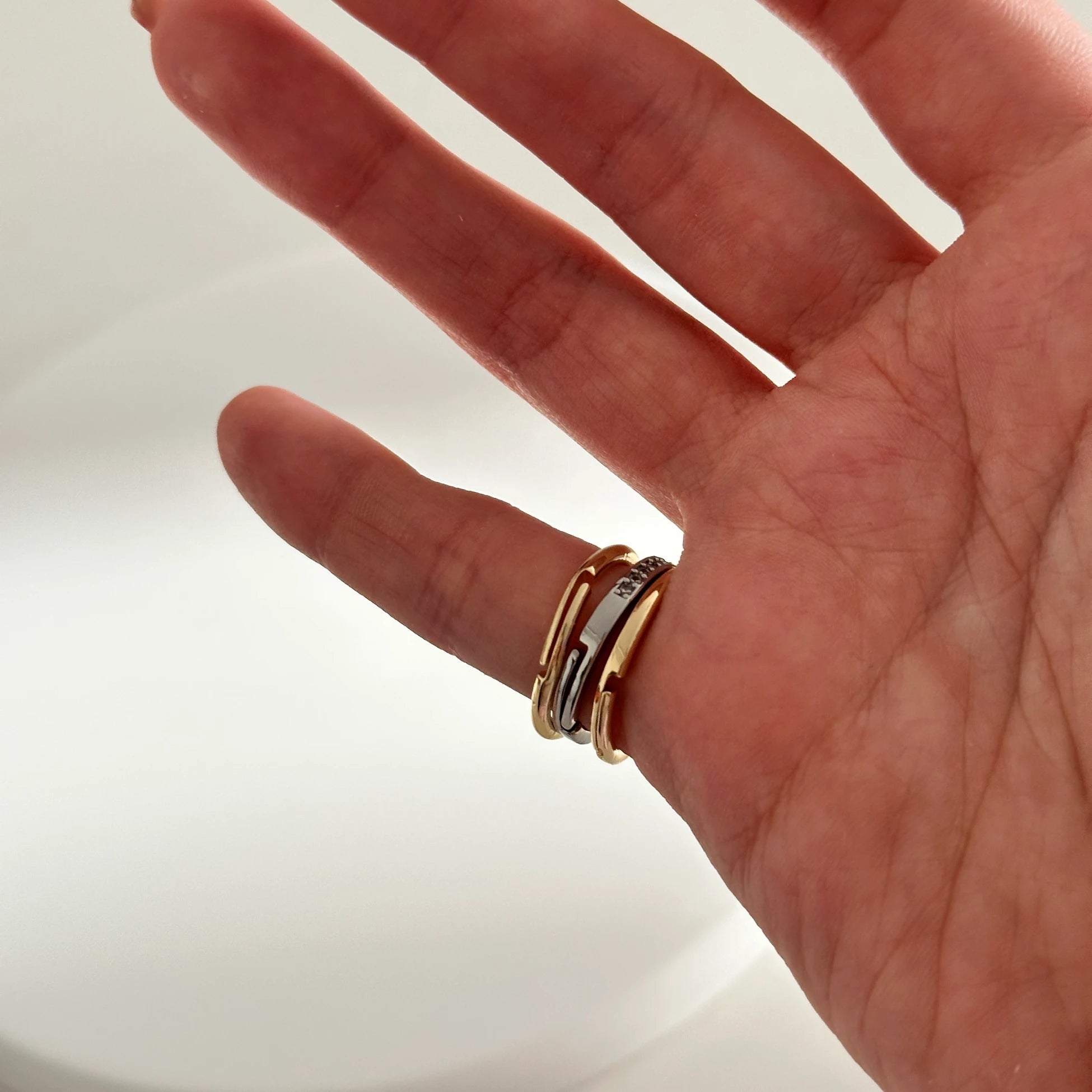 3'Lü Spinelli Gold&Gümüş Ayarlanabilir Kadın Yüzük