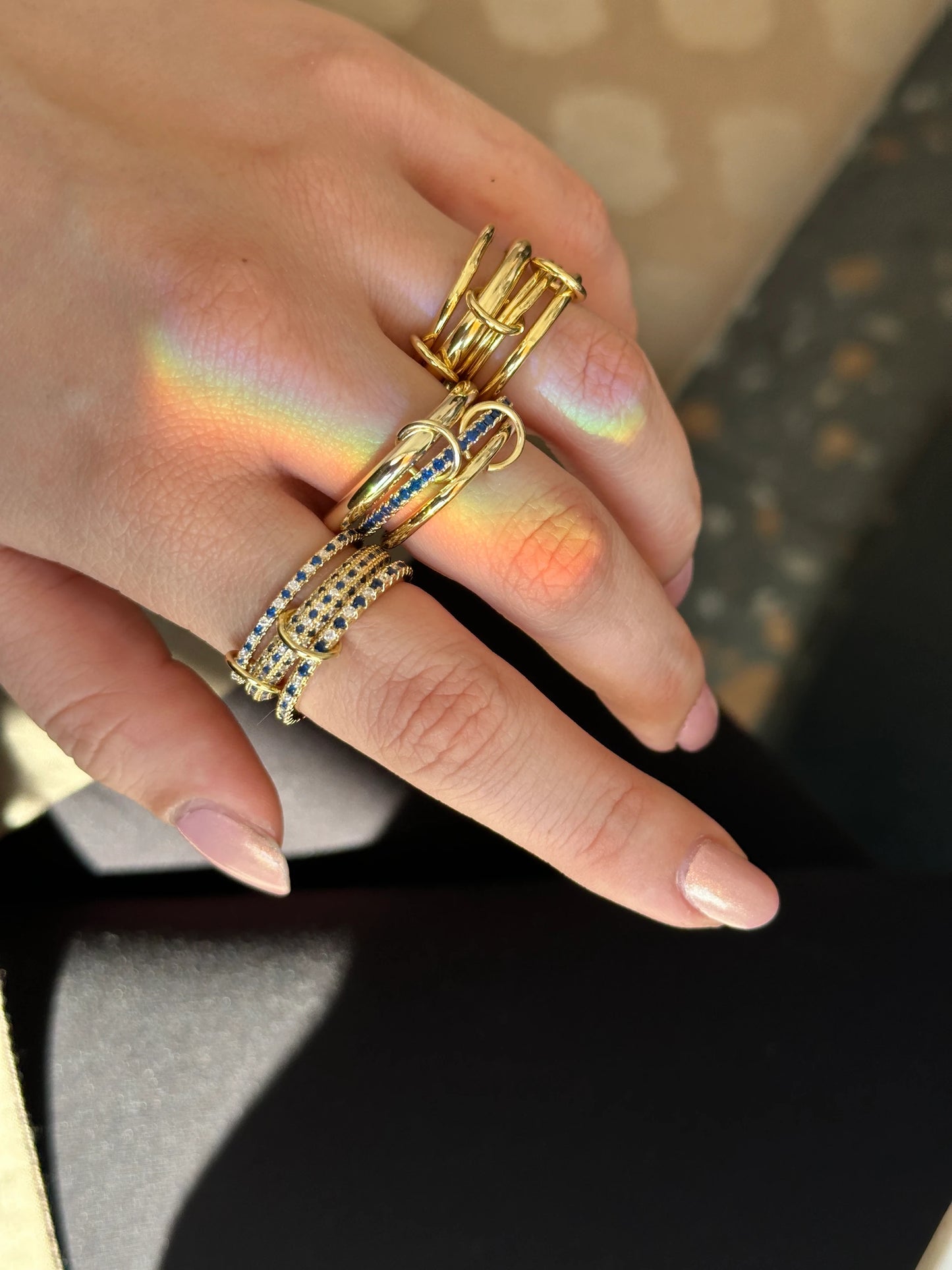 3'Lü Lacivert Zirkon Taş Spinelli Kadın Yüzük