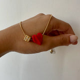 Kalp Murano Cam Boncuk Küp Harf Kolye