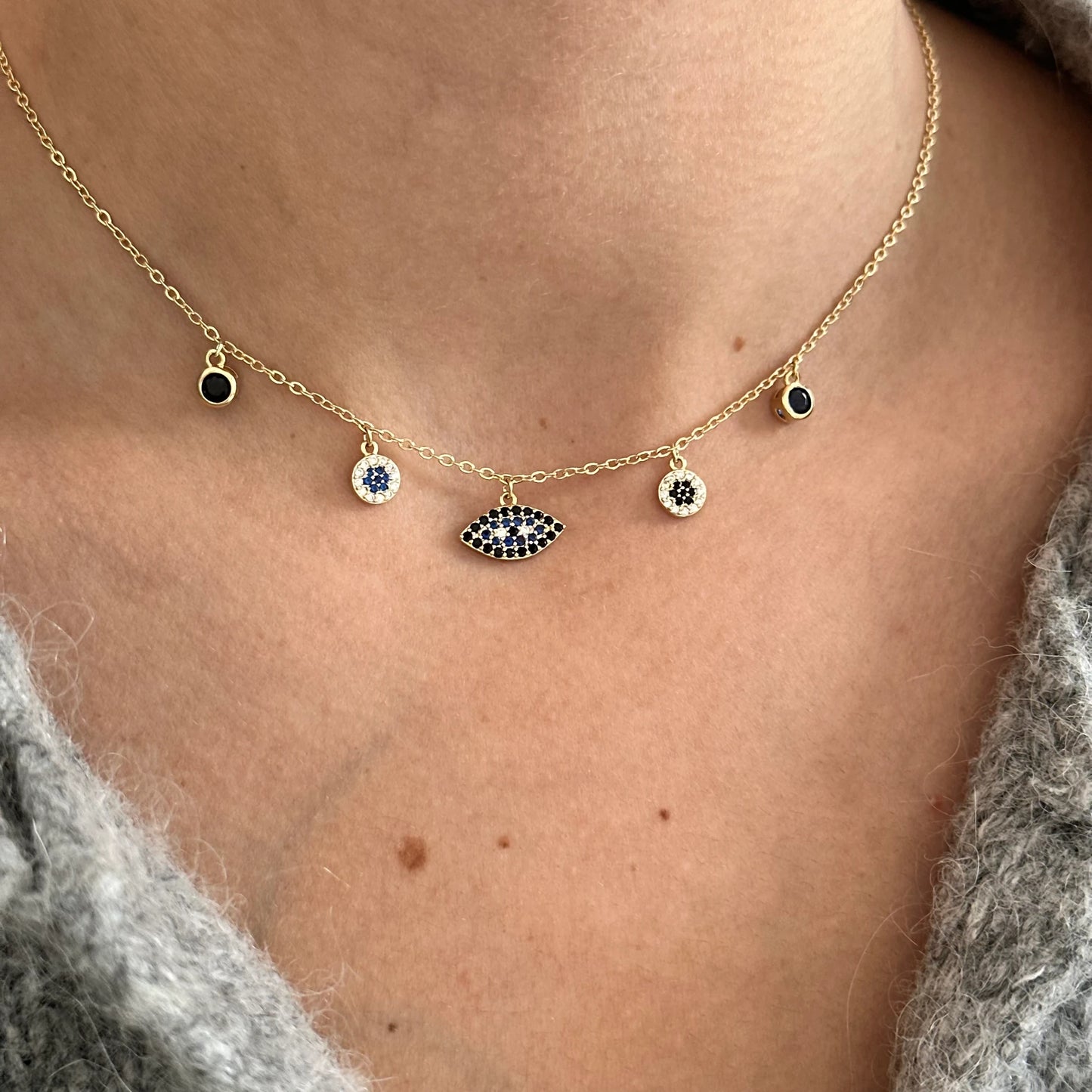 Göz Şans 14K Altın Kaplama Kolye