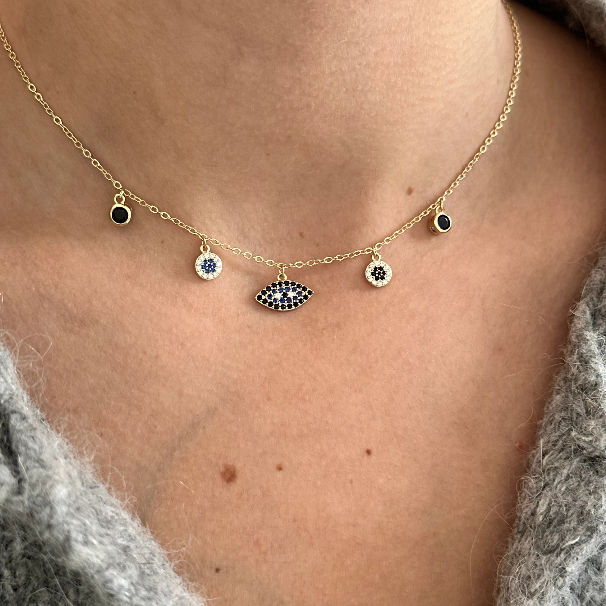 Göz Şans 14K Altın Kaplama Kolye