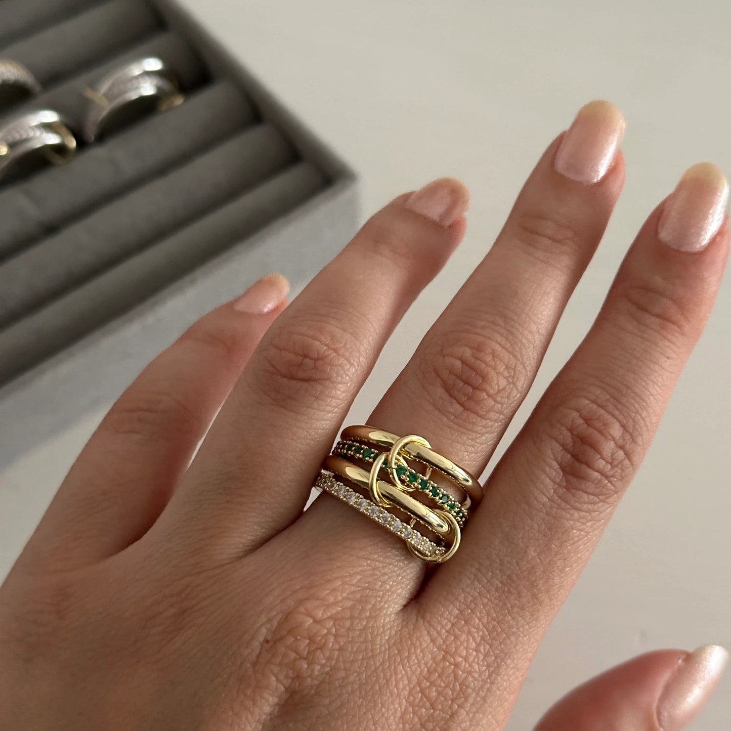 4'Lü Yeşil Zirkon Taş Spinelli Kadın Yüzük (18)