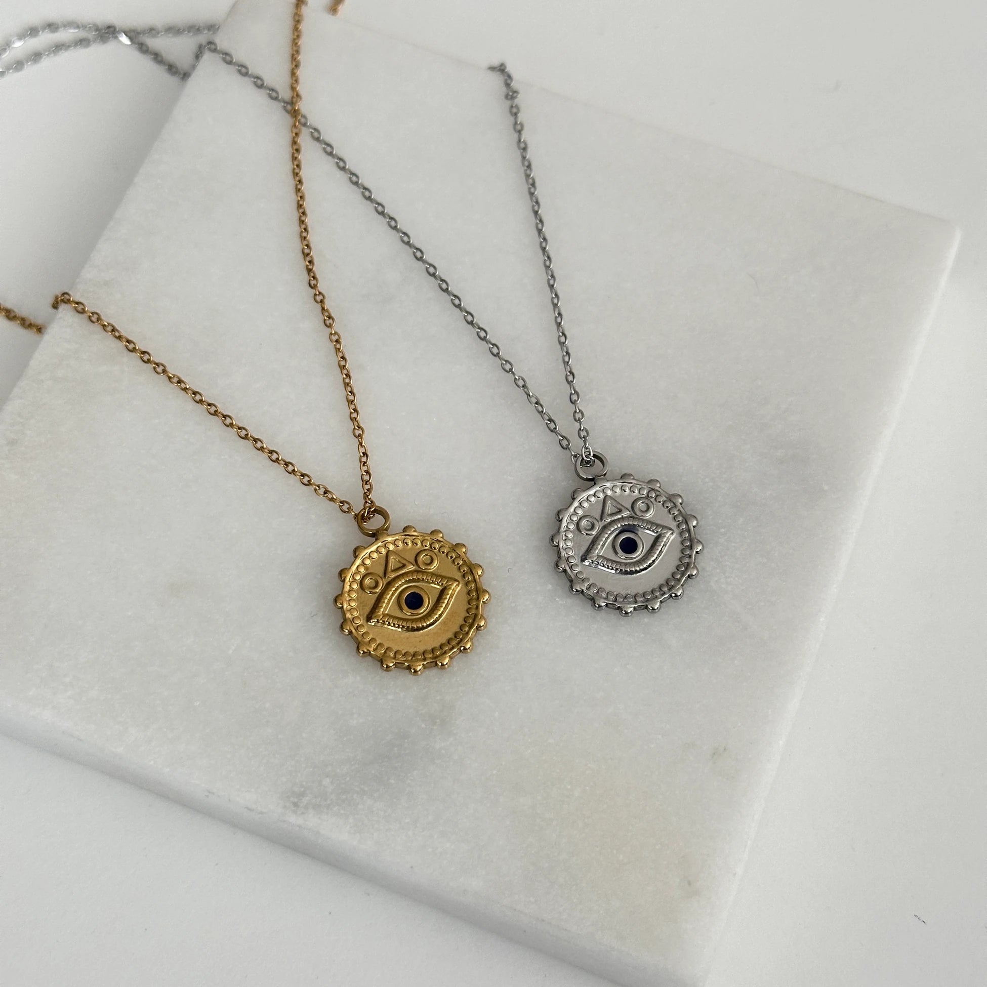 Göz Madalyon 90CM Çelik Kadın Kolye