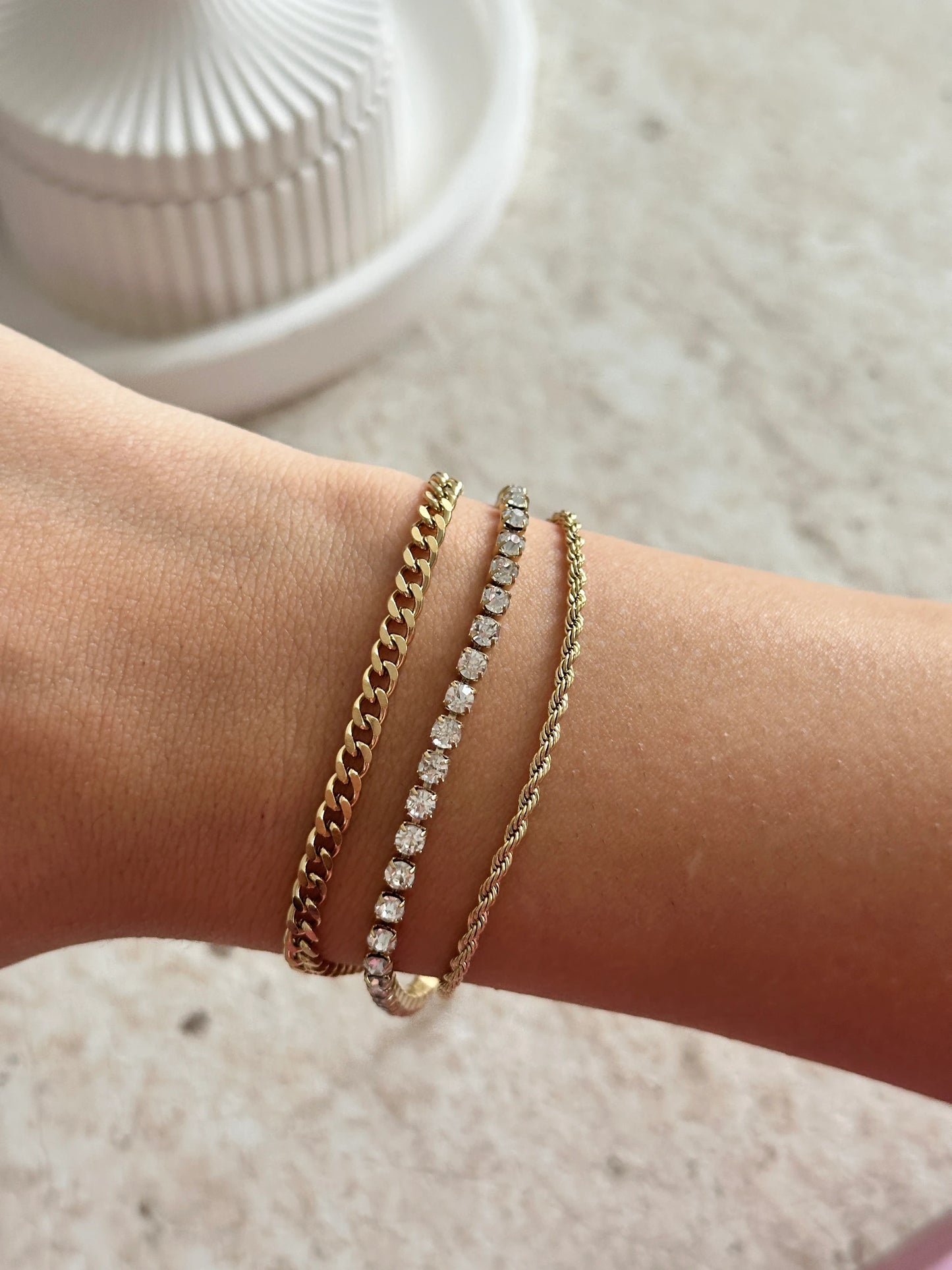 Üçü Bir Arada Çelik Su Yolu 14k Kadın Bileklik