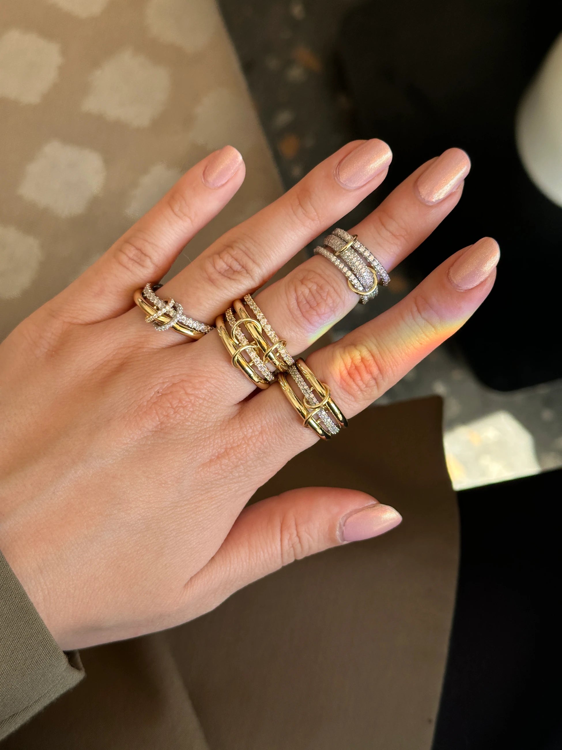 5'Li Gold Spinelli Kadın Yüzük