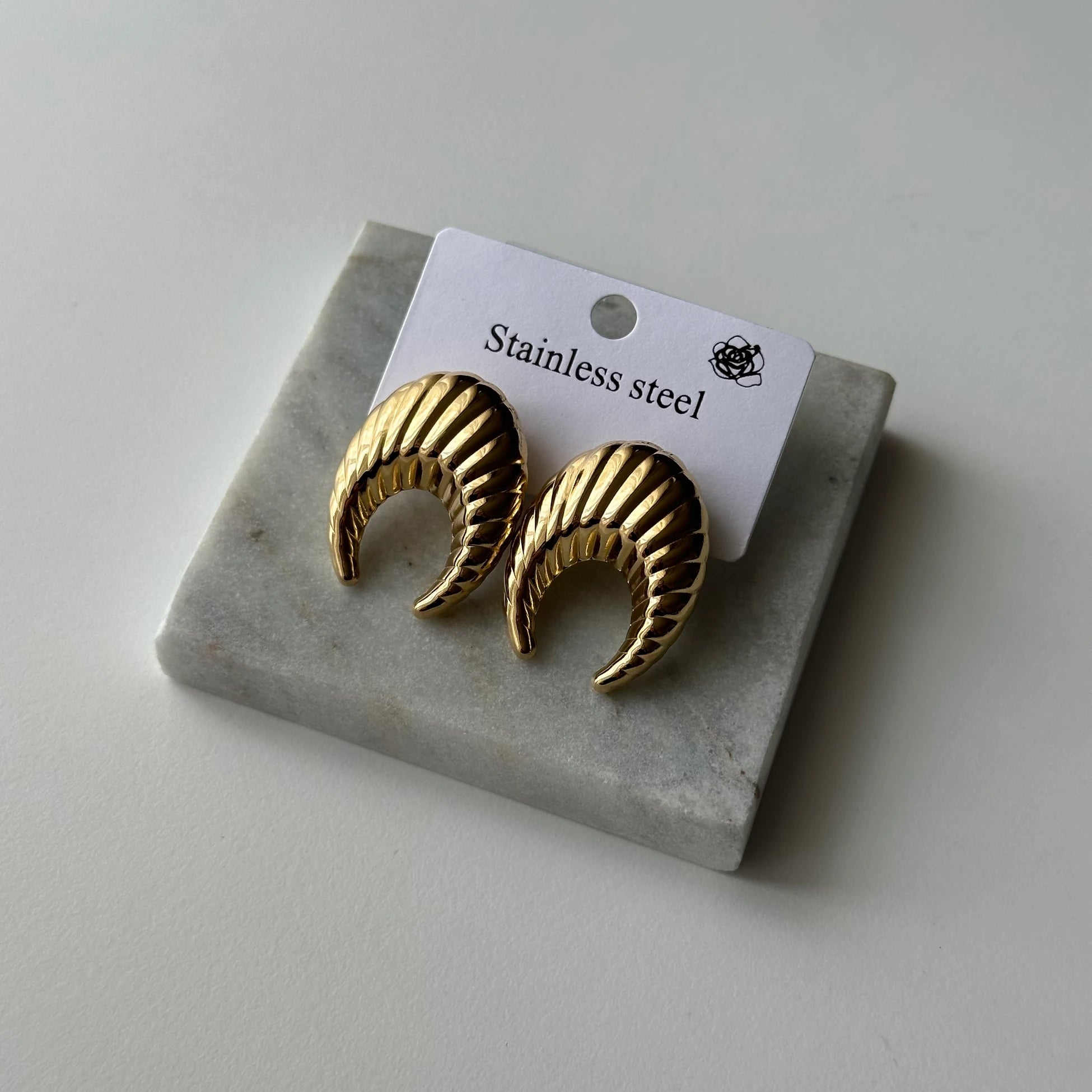 Yarım Ay Çelik Küpe