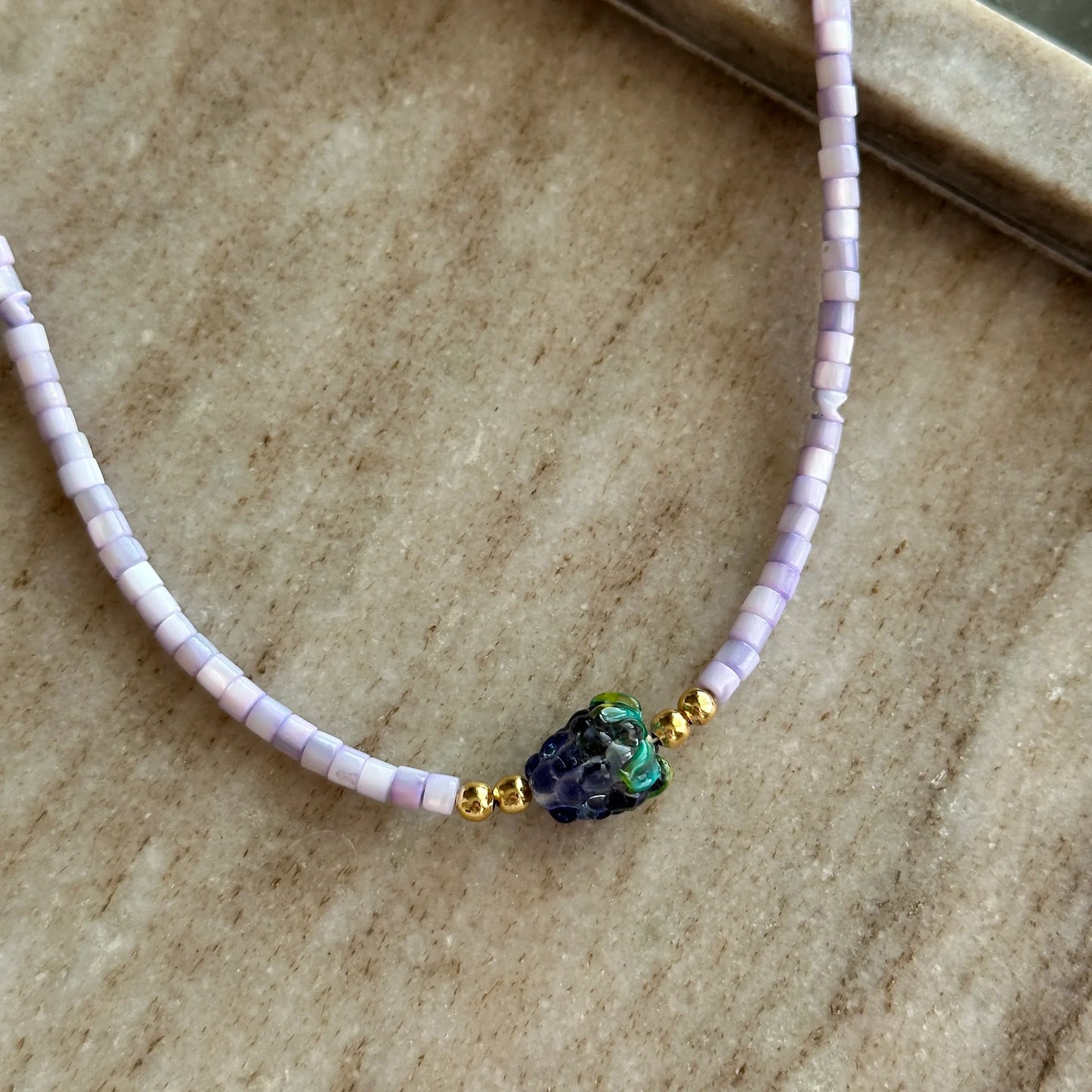 Üzüm Murano Cam Boncuk Kolye