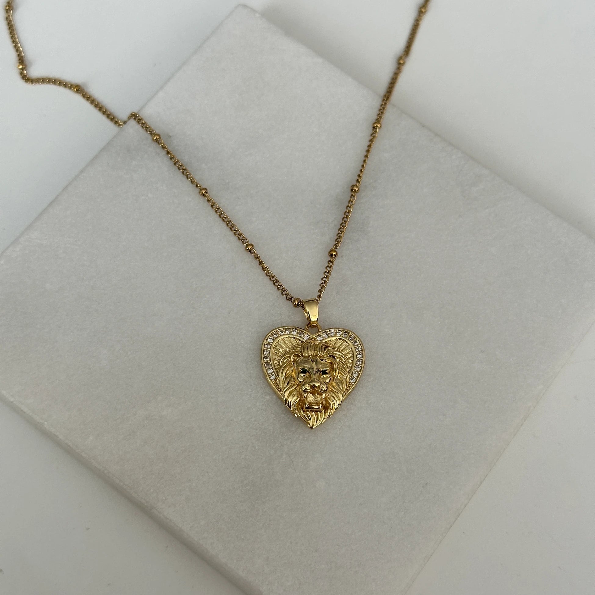 Kalp Aslan Çelik Kadın Kolye