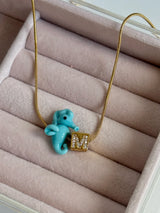 Deniz Atı Murano Cam Boncuk Küp Harf Kolye