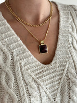 İkili Kahve Kare Altın Kaplama Zincir Kolye