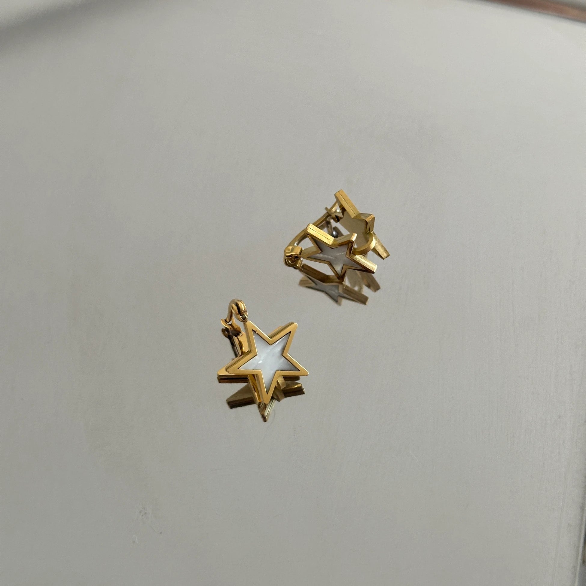 Sedefli Yıldız Çelik Kadın Küpe