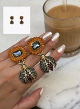 Bronz Uğur Böceği Kadın Küpe