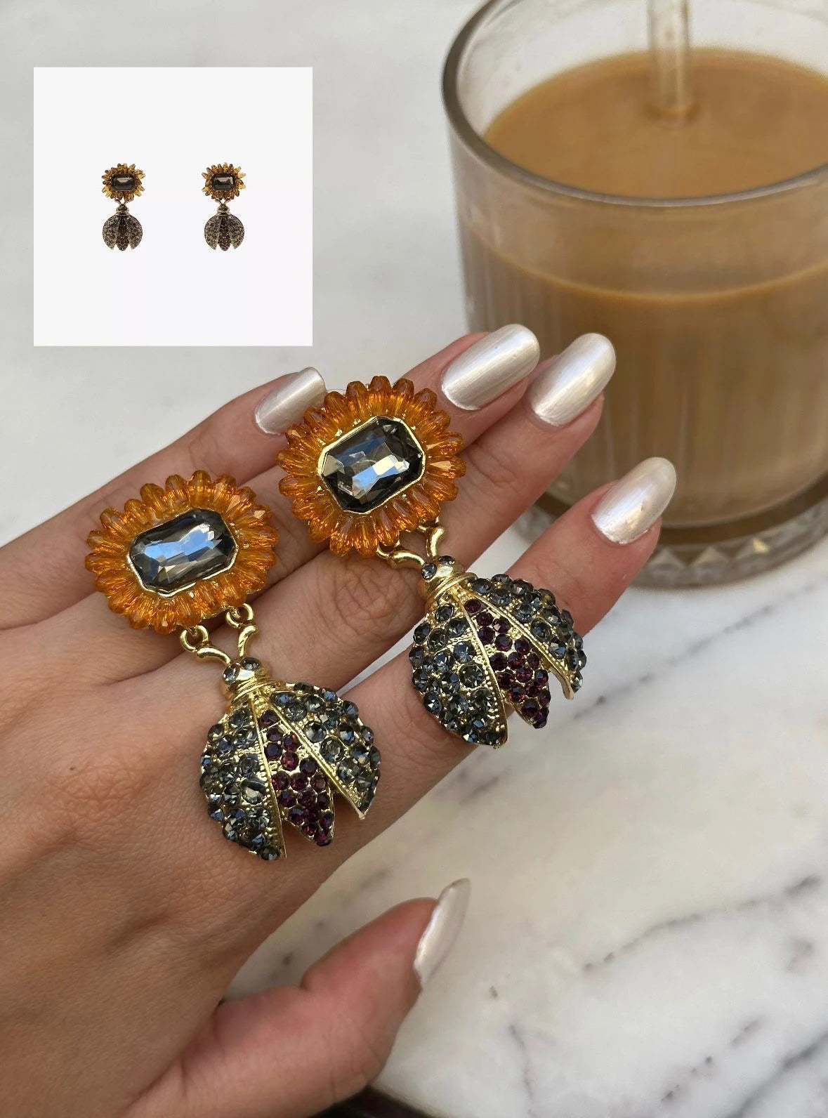 Bronz Uğur Böceği Kadın Küpe