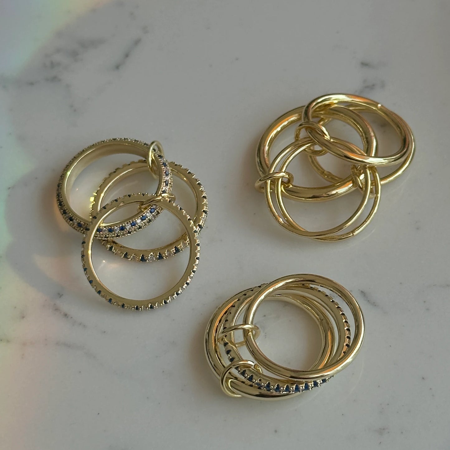 4'Lü Gold Zirkon Spinelli Kadın Yüzük