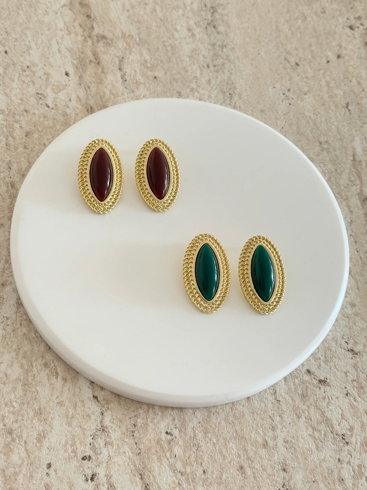 Vintage Tasarım Oval Gold Kadın Küpe