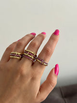 2'Li Fuşya Pembe Spinelli Kadın Yüzük