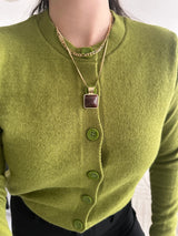 İkili Kahve Kare Altın Kaplama Zincir Kolye