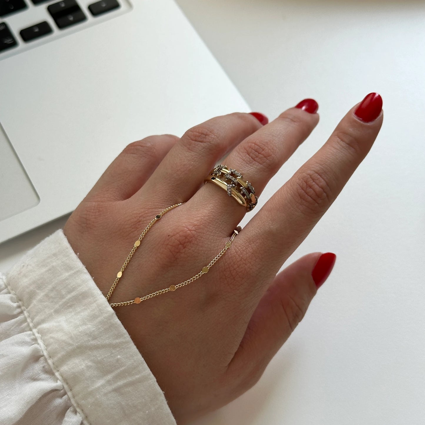 Zincir Zirkon Taş Kadın Yüzük