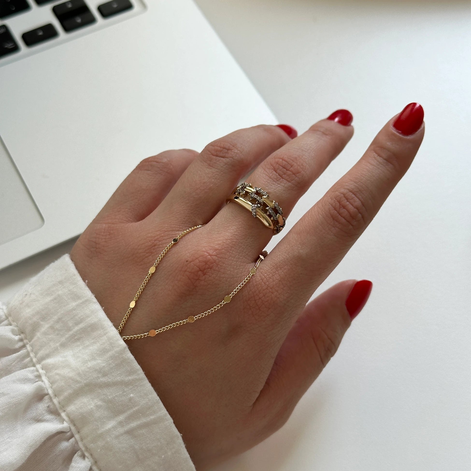 Zincir Zirkon Taş Kadın Yüzük